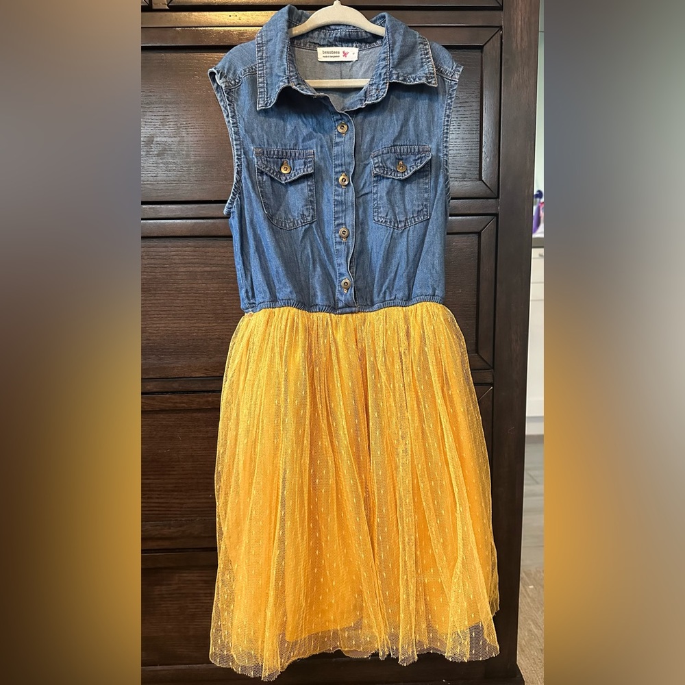 Girls denim and tutu dress
